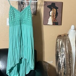 Elegant Turquoise Lace Dress